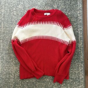 Red and White Crew Neck Sweater
